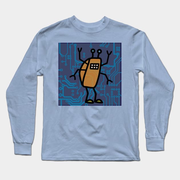 Bug in the System (blue) Long Sleeve T-Shirt by David Allan Wells